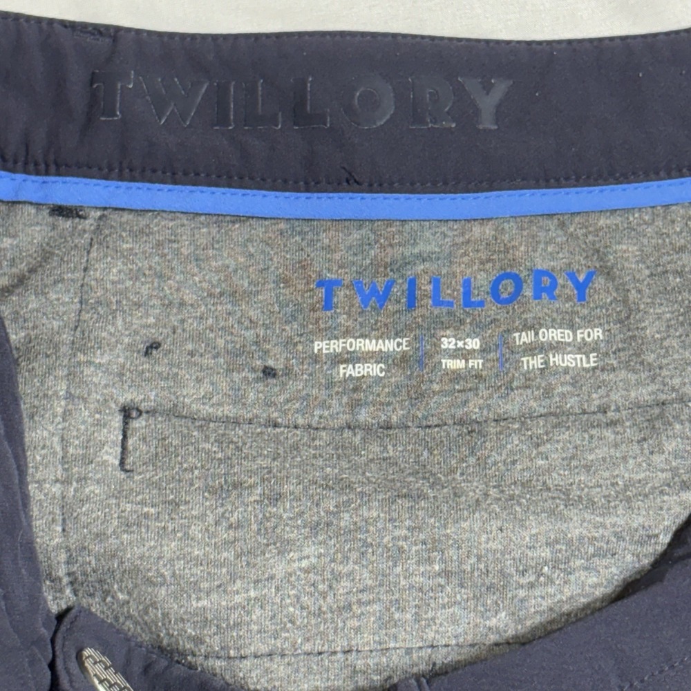 Twillory Pants Men 32x30 Navy Blue Performance Trim Fit Chino Stretch Straight - Picture 4 of 8